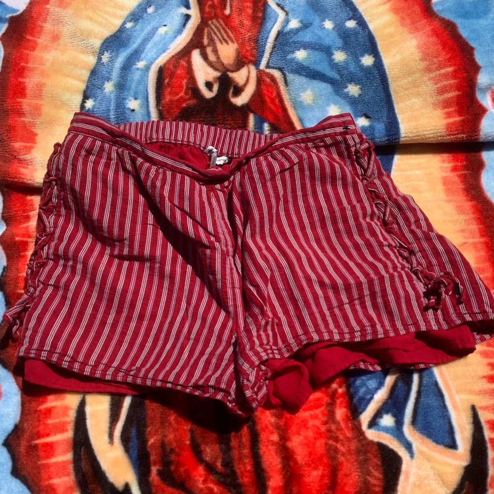 Red Pinstripe Shorts